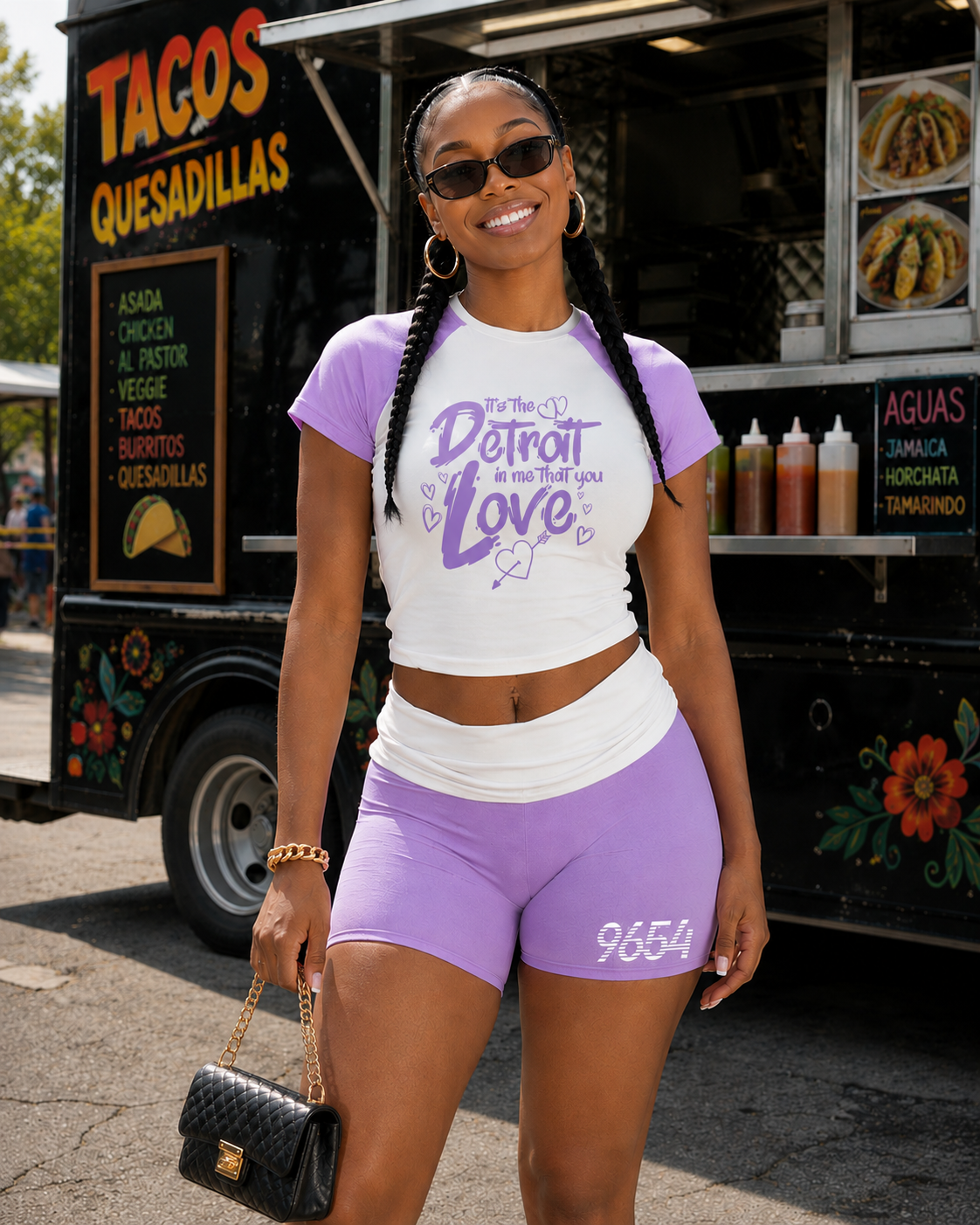 "Detroit In Me" Lilac Short Set