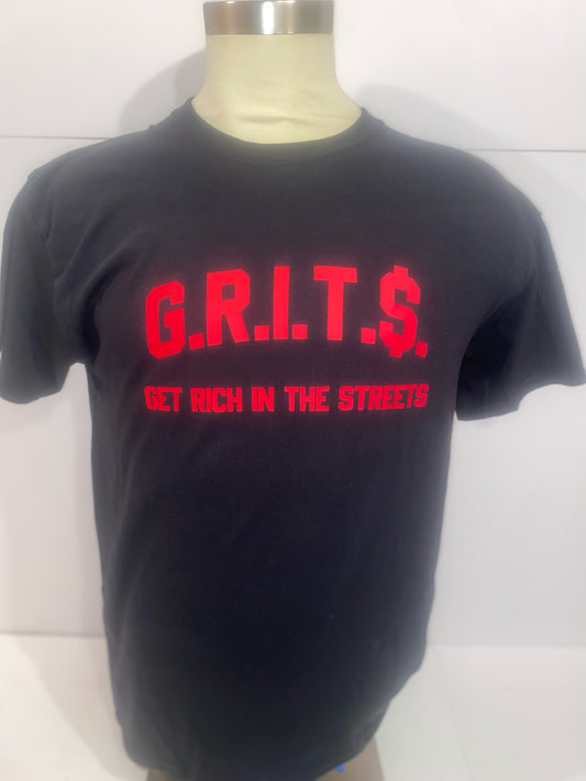 G.R.I.T.S.-Get Rich In The Streets Black/Red T-Shirt